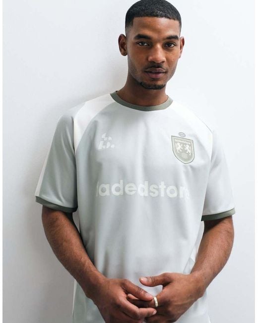 Faded Store Blue Logo Football Jersey With Panel Detail for men
