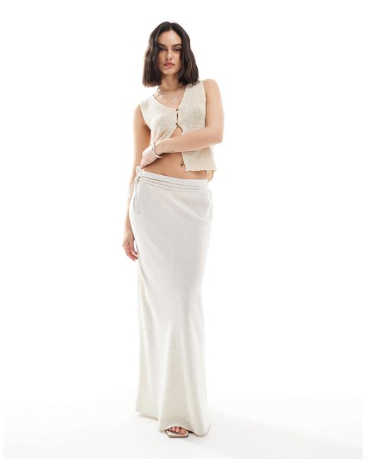ASOS White Linen Blend Bias Maxi Skirt