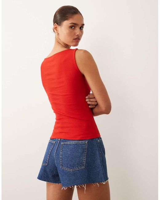 Brave Soul Red High Neck Tank Top