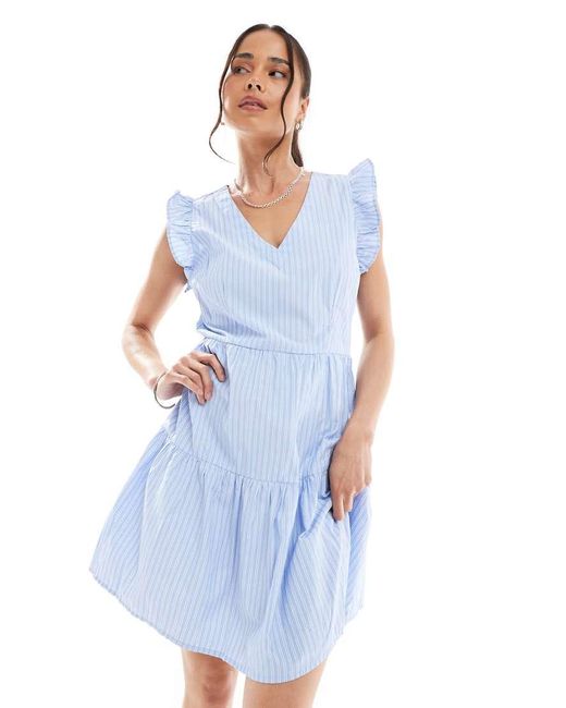 Vero Moda Gestreepte Mini Jurk Met Stroken in het Blue