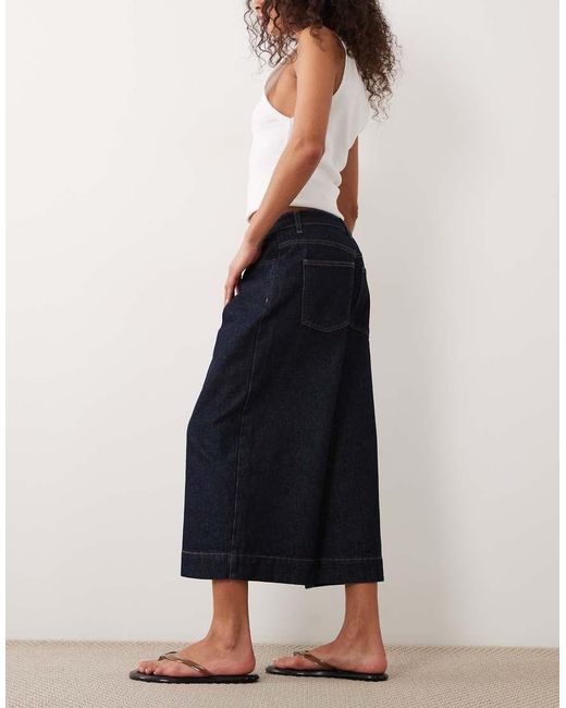 ASOS Black Denim Wide Leg Culotte