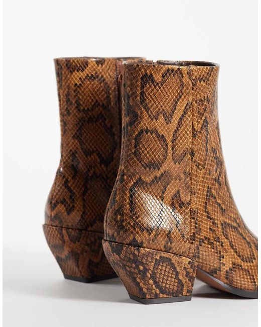 ASOS Brown Raul Heeled Western Ankle Boots