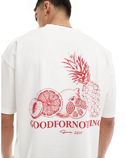 Good For Nothing White Fruit Salad Graphic Back T-shirt for men
