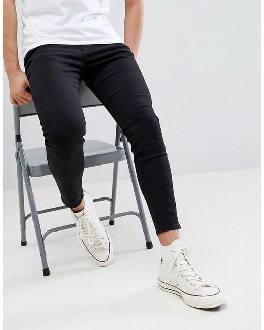 Pull&Bear Black Tapered Carrot Fit Jeans for men