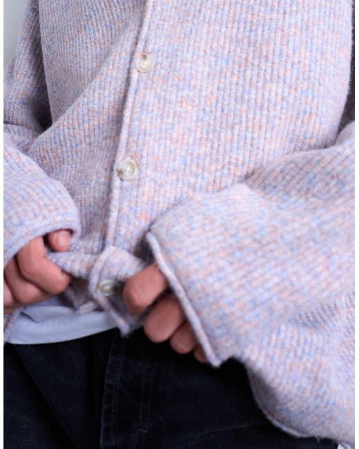 Topman Purple Mixed Up Knitted Cardigan for men