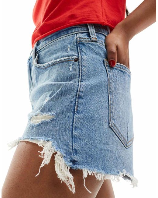 Abercrombie & Fitch Blue Curve Love Mom Fit Denim Short
