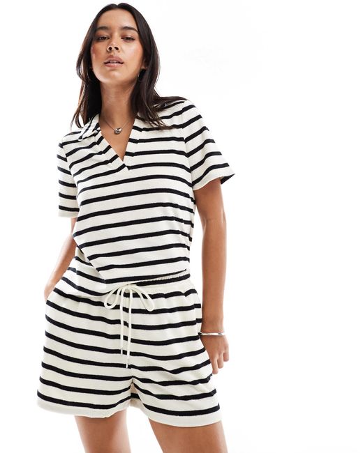 Vero Moda White Towelling Shorts Co-ord