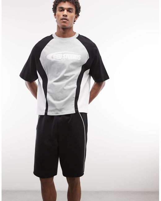 ASOS White Oversized Jersey Shorts With Piping for men