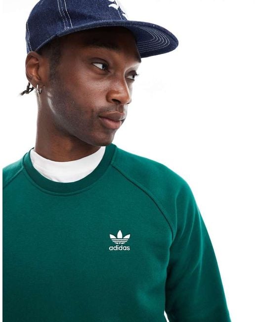 Adidas Originals Green Trefoil Essentials Crew Neck Sweat for men