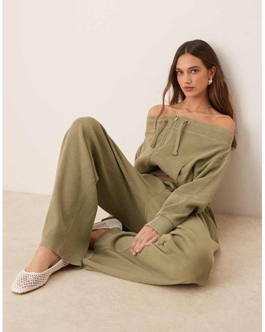 ASOS Natural Co-ord Waffle Paperbag Waist jogger