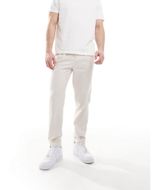 ASOS White Smart Tapered Fit Trousers for men