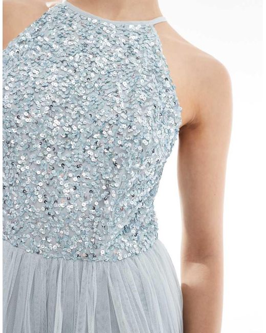 Maya White Embellished Halter Neck Maxi Bridesmaid Dress