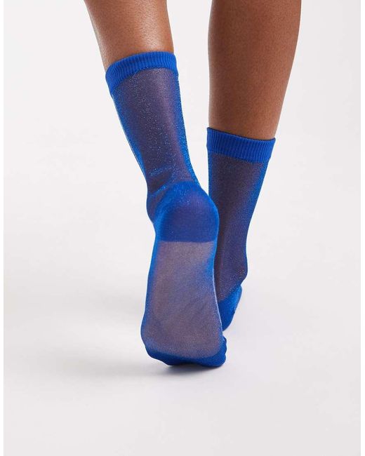 Vero Moda Doorschijnende Gestreepte Sokken in het Blue