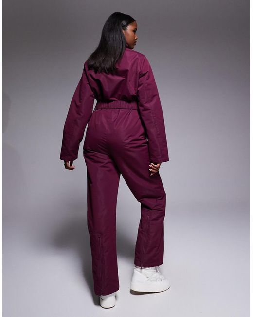 Threadbare Purple Ski Button Front Ski Suit