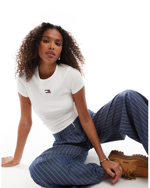 Tommy Hilfiger Blue – geripptes t-shirt