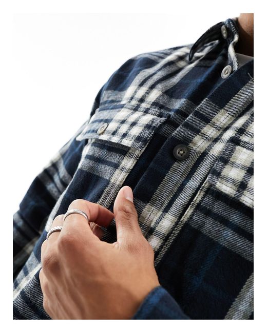 Only & Sons Blue Flannel Check Overshirt for men