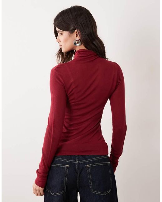 ASOS Red Sheer Roll Neck