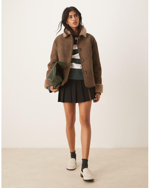 Cappotto Corto Color Mocha Con Colletto di ASOS in Brown
