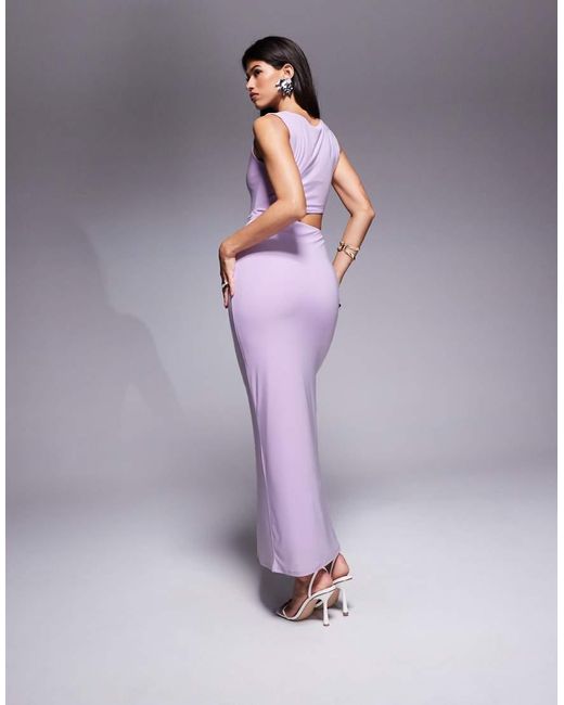 ASOS Purple Sleeveless Cut Out With Hardware Side Detail Maxi Dress
