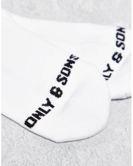 Only & Sons White 2 Pack Socks for men