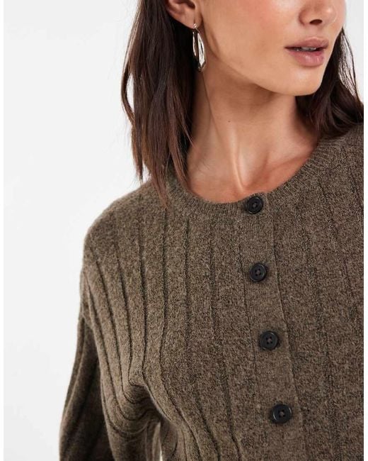 Noisy May Brown Cinched Cardigan