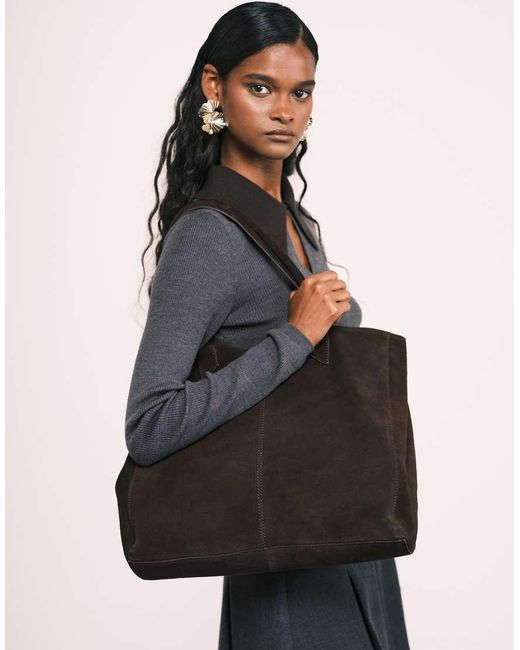 ASOS Tote Tas Van Premium Suède in het Black