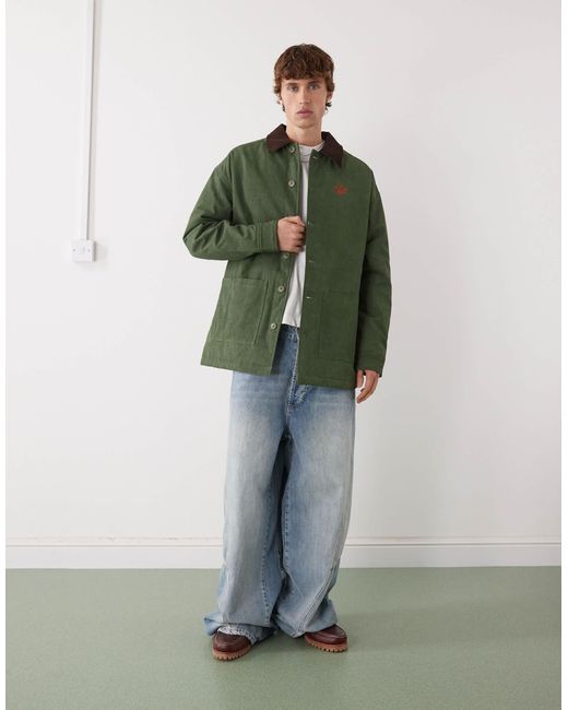 Prohibited Green Button Through Workwear Jacket for men