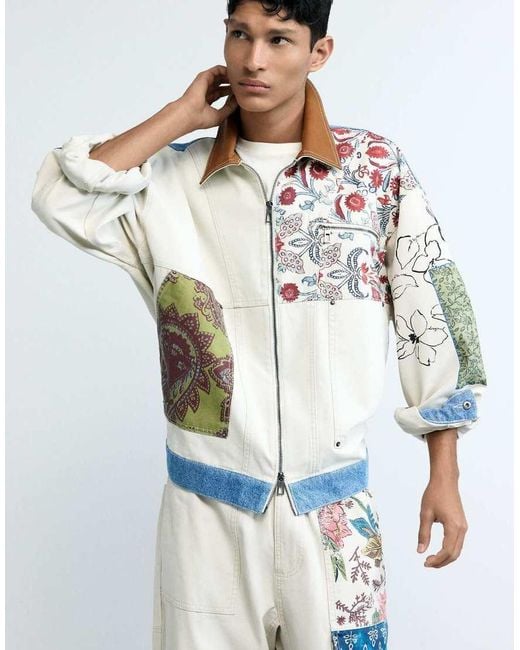 Desigual White Patchwork Coat for men
