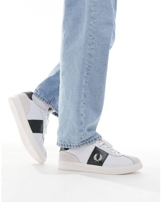 Fred Perry Blue B4 Leather And Suede Trainers for men