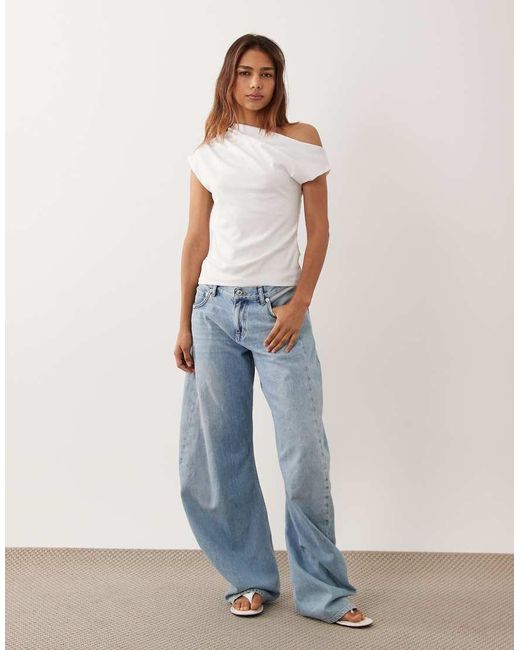 Mango White Asymetric Sleeveless Top