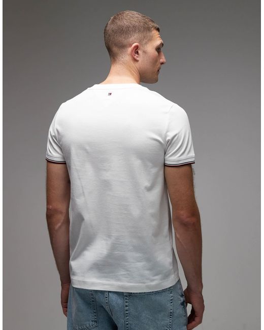 Tommy Hilfiger Gray Tipped Detail Logo T-Shirt for men