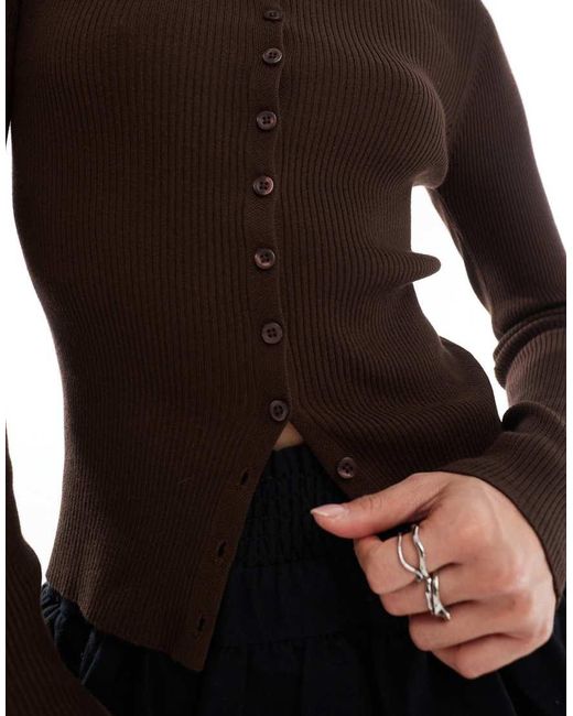 Stradivarius Aansluitend Geribbeld Vest in het Black