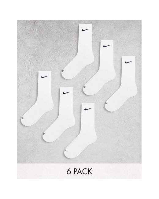 Nike White Everyday Cushioned Plus 6 Pack Crew Socks