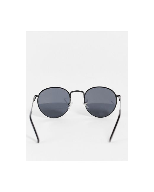 ASOS White 90s Round Metal Sunglasses With Smoke Lens for men