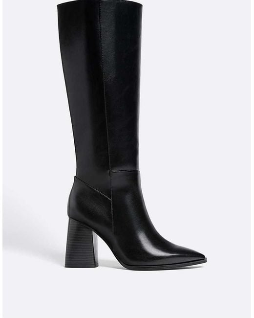 Stradivarius Hoge Laarzen Met Hak in het Black