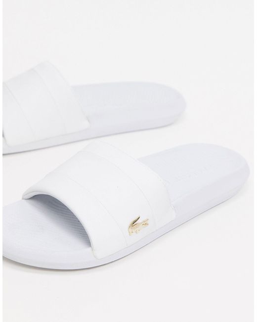 Lacoste White Croco Sliders for men
