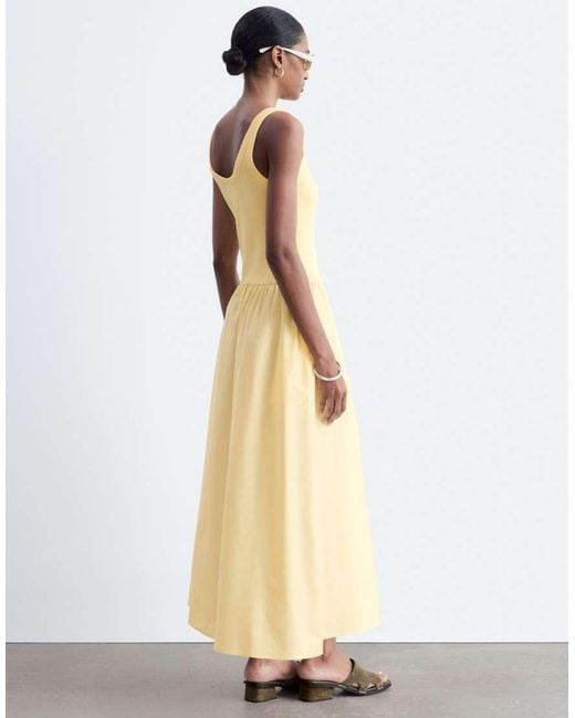 & Other Stories Natural Fitted Bodice Maxi Jersey Dress With Cotton Poplin Skirting
