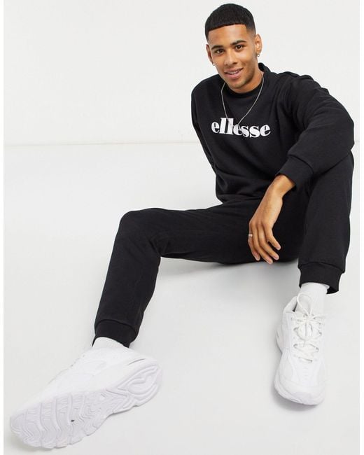 Ellesse Sweatshirt And Track Pant Set in Black for Men - Lyst