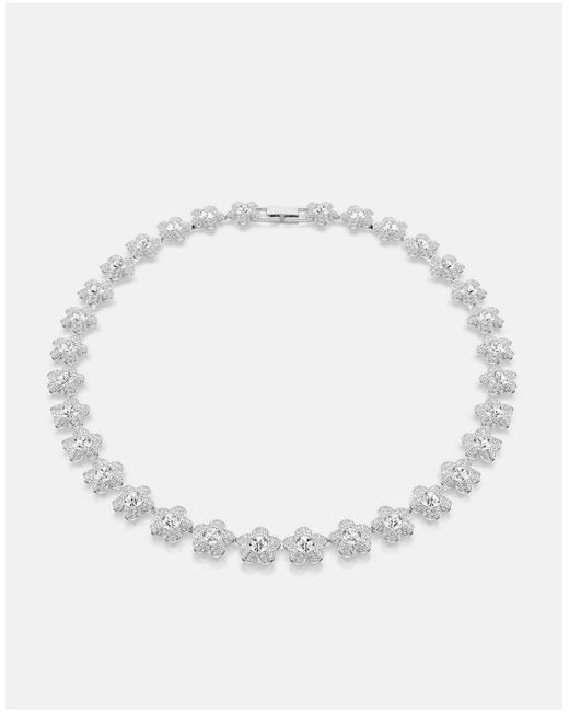 Swarovski Natural Ariana Grande X Necklace, Round Cut, Flower, Rhodium Plated