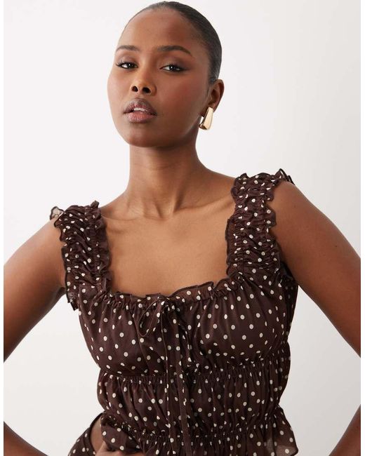 The Frolic Multicolor Exclusive Shirred Bow Detail Strappy Top