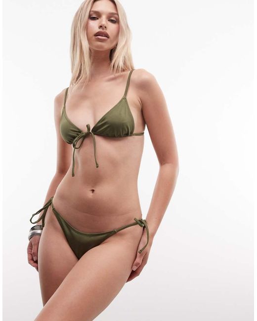 Weekday Brown Brazilian Side Tie Bikini Bottoms