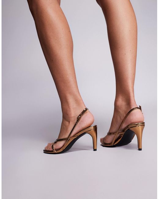 Public Desire Brown Vetta Strappy Heeled Sandals