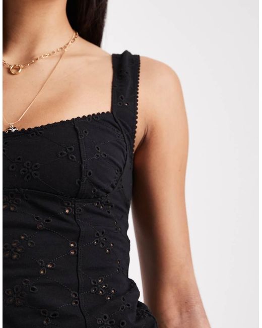 Free People Black Full Bloom Eyelet Cami Top