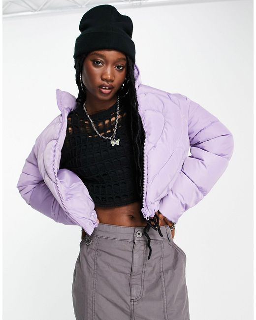 ASOS Heart Shaped Puffer Jacket in Purple Lyst Canada