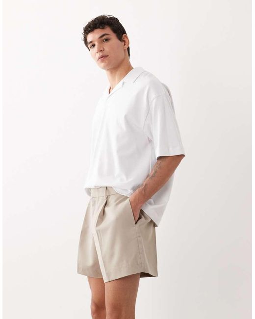 ASOS White Smart Wide Cropped Shorts for men