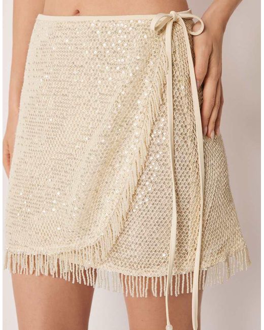 Calzedonia Natural Sequin Net Beach Skirt
