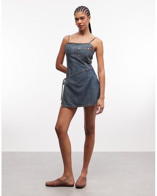 Collusion Blue Denim Wrap Dress