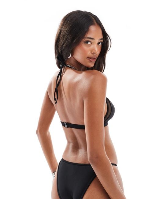 ASOS Black Katie May Mesh Insert Triangle Bikini Top