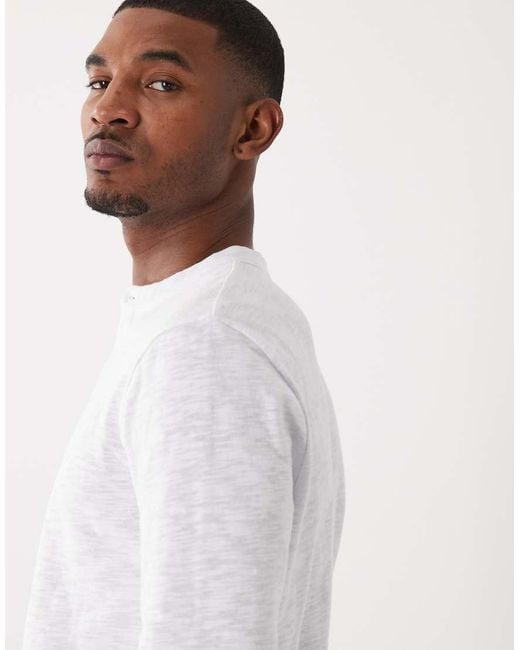 ASOS White Regular Fit Long Sleeve T-shirt With Henley Neck for men