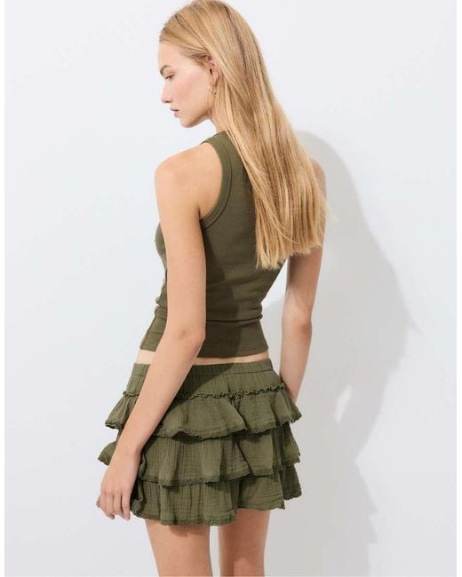 Stradivarius Green Jewelled Racerback Top